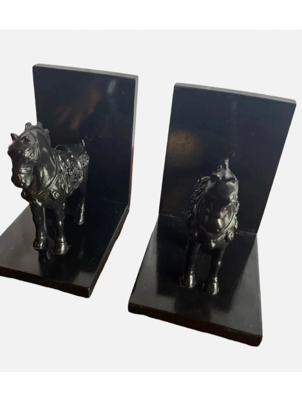 Vintage Black Horse Bookends — Decorative Shelf Support - Picture 5 of 8